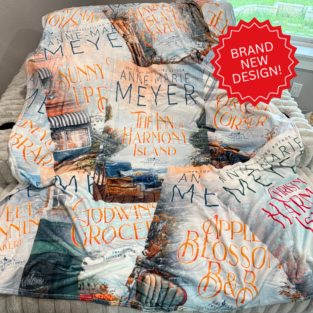 Image:Fleece blanket printed with covers of Sweet Tea series by Anne-Marie Meyer.