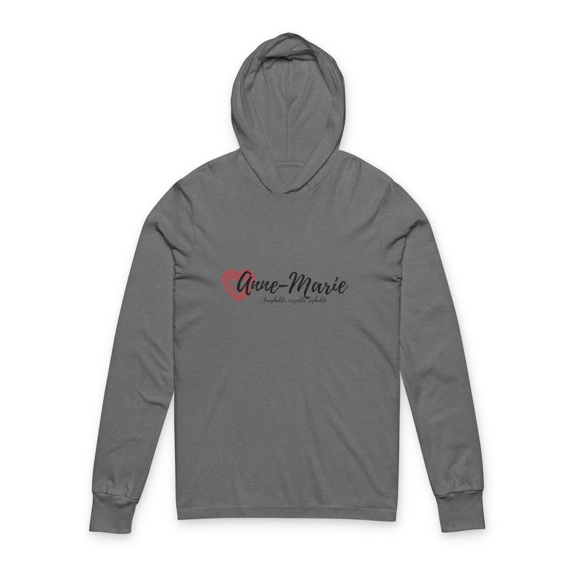 Hooded Long Sleeve Tee with Anne-Marie Logo Grey TriBlend