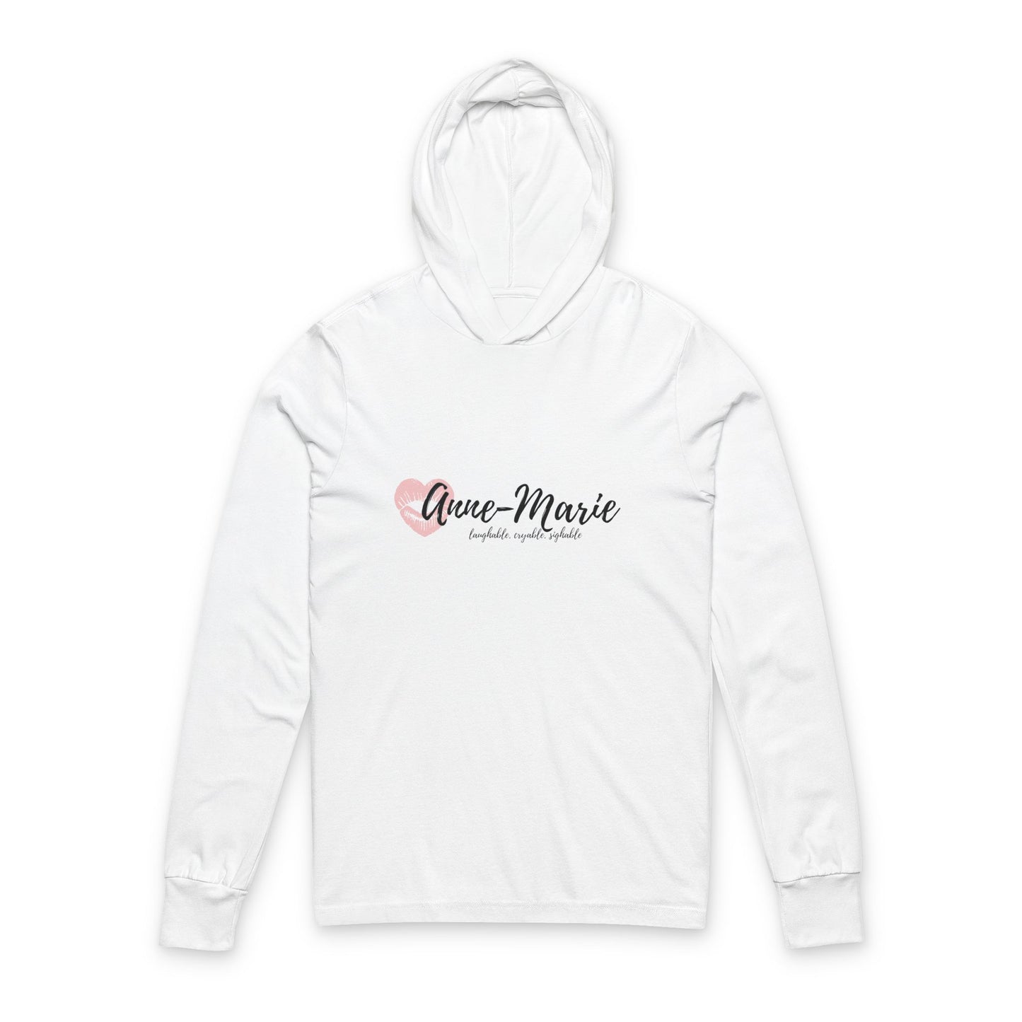 Hooded Long Sleeve Tee with Anne-Marie Logo White