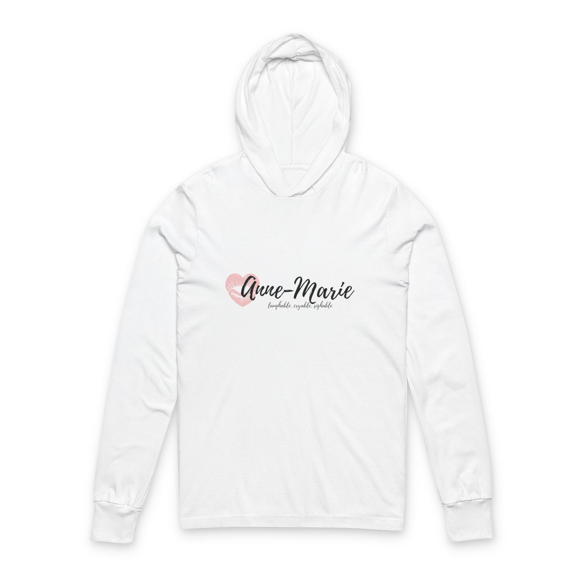 Hooded Long Sleeve Tee with Anne-Marie Logo White