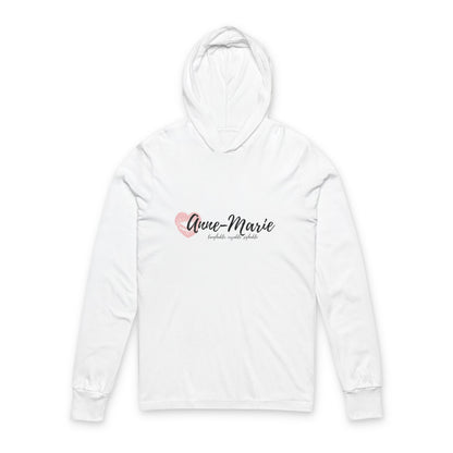Hooded Long Sleeve Tee with Anne-Marie Logo White