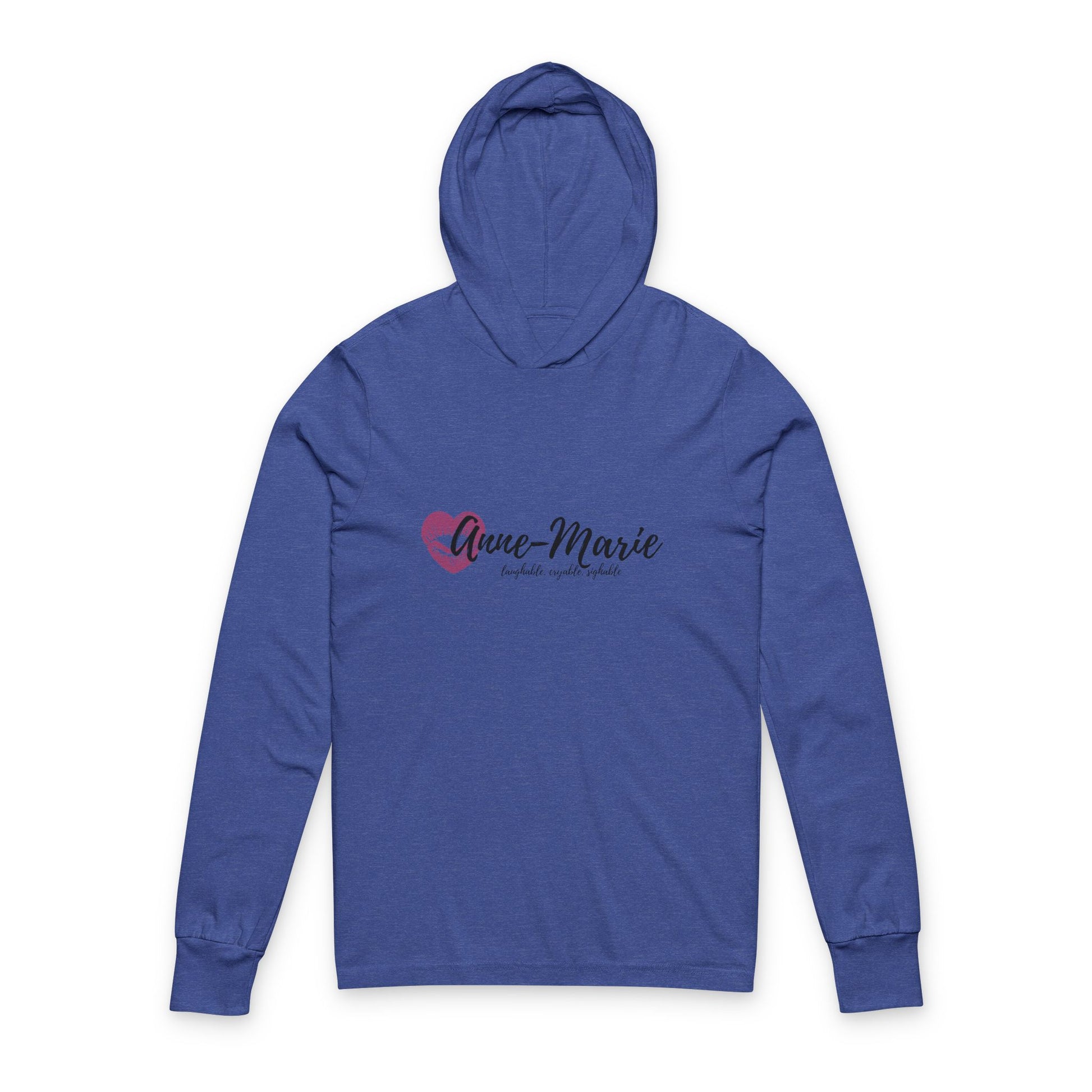 Hooded Long Sleeve Tee with Anne-Marie Logo Heather True Royal