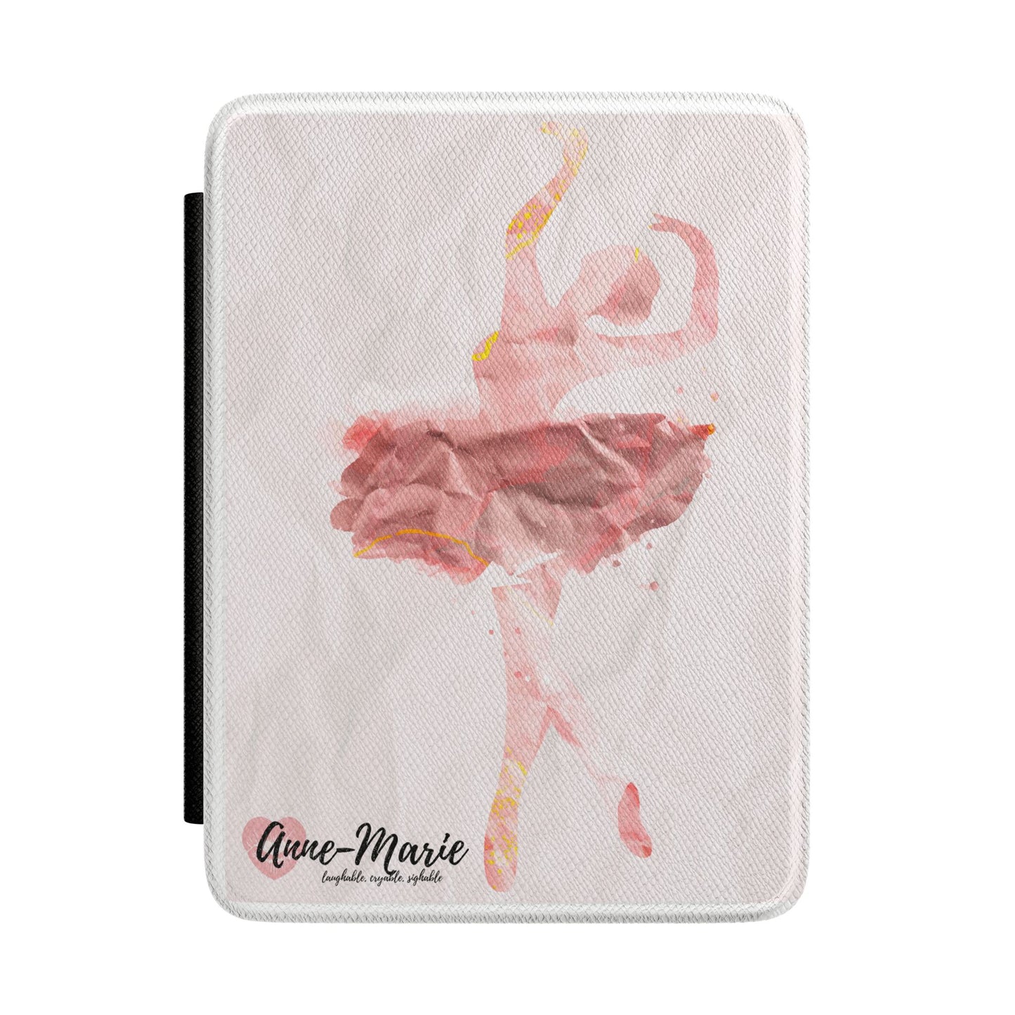 Pink Ballerina E-reader cover with Anne-Marie Logo